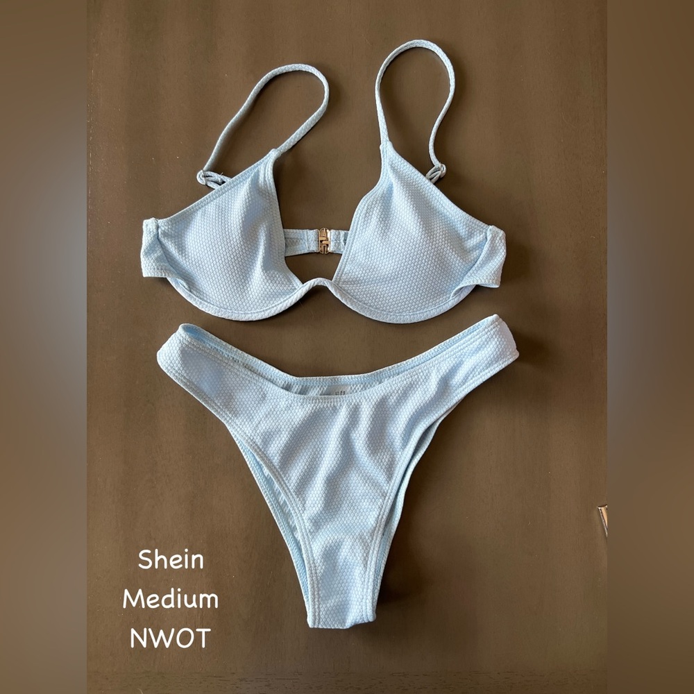 SHEIN Blue Classic Bikini Set with Adjustable Straps